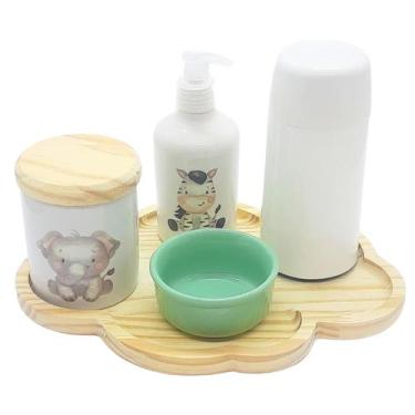 Imagem de Kit higiene bebê 5 peças Safari - Molh Red Verde Tampa pinus - Antilop