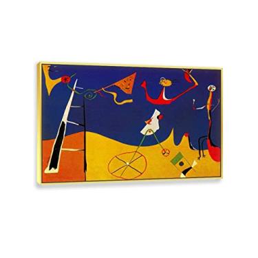 Imagem de JZSDGB Impressão em tela com moldura dourada reprodução de pintura famosa - 'Circoby Joan Miro Posters and Prints-Abstract Canvas Wall Art Joan Miro Pictures for Home Decor 60x90cm (24x35in)