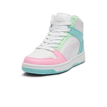 Imagem de PUMA Tênis infantil unissex Rebound Layup Mid, Puma Branco-lilás Lago seguro para geadas, 21