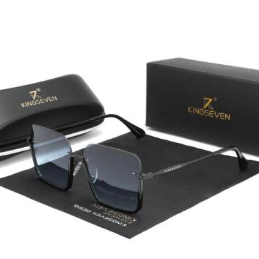 Imagem de Óculos Kingseven 2023 gradiente retângulo lentes uv400 feminino, Azul