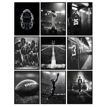 Imagem de Arte de parede de futebol, campo de rúgbi, estádio, pintura esportiva, decoração de parede, preto e branco, pôsteres de futebol americano, impressões, arte para quarto de meninos, vestiário,
