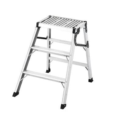 Imagem de Escada dobrável de alumínio escada dobrável para plataforma, 2 degraus/3 degraus, portátil, pequena escada dobrável para cozinha, escada resistente, banco doméstico antiderrapante (3 degraus)