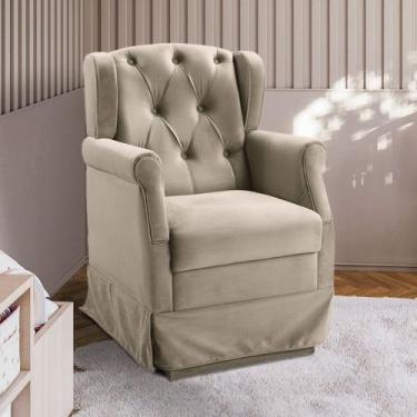 Imagem de Poltrona Cadeira de Amamentação Balanço Ternura Suede Bege Shop das Ca