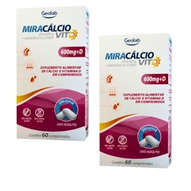 Imagem de Kit Miracalcio Cálcio 600MG + Vitamina D 400UI 60CP 2 Caixas