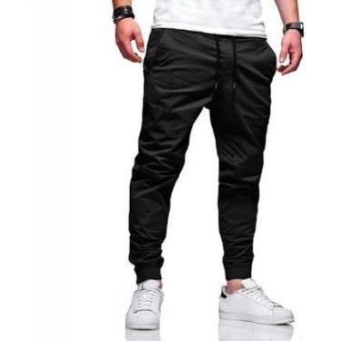 Imagem de Calca Jogger Jeans Preto Camuflada Masculina Com Punho Elastico-Masculino
