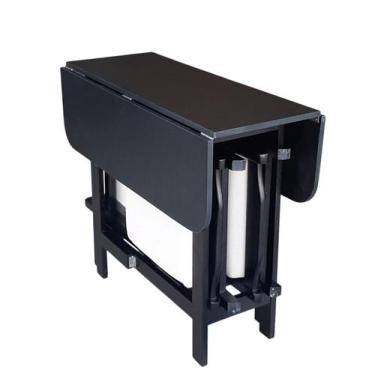 Imagem de Conjunto Prático Mesa e 4 Cadeiras Dobrável Preto, Estofado Bar-Cozinh