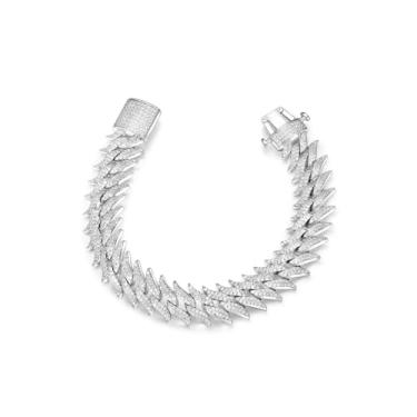 Imagem de Pulseira Punk De Diamantes Masculina, Pulseira Cubana De Espinhos Pontiagudos Pulseira Masculina Feita À Mão, Pulseira De Corrente Hip-hop(White_7.0 inch)