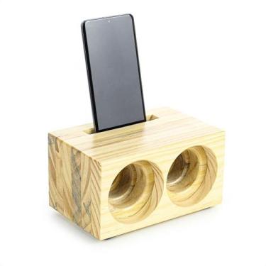 Imagem de Suporte Para Celular Amplificador De Som Natural De Madeira - Beto Móv