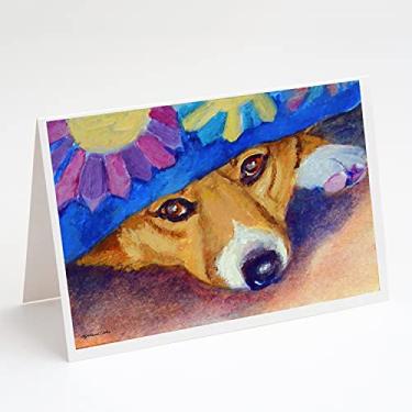 Imagem de Caroline's Treasures 7433GCA7P Cartões de felicitações e envelopes Peek-A-Boo Corgi, pacote com 8, 7 x 5, multicolorido