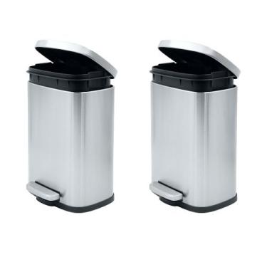 Imagem de Kit 2 Lixeiras Pedal Inox 50 Litros com Balde Guimmis.casa