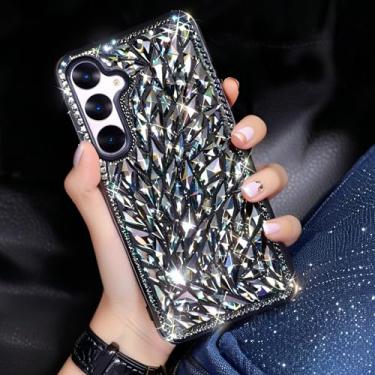 Imagem de Bonitec Capa para Samsung Galaxy A14 Bling Sparkle 3D Glitter Capa para mulheres meninas luxo cristal brilhante strass diamante amortecedor pedras claras linda capa protetora feminina para Galaxy A14