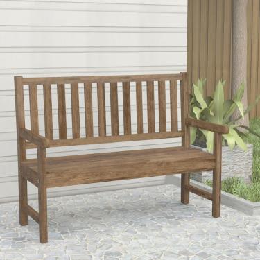 Imagem de Banco de Jardim Rústico de Madeira 2 Lugares com Encosto Móveis Meneghetti Envelhecido