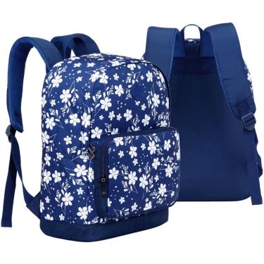 Imagem de Mochila Escolar Bolsa Faculdade Reforçada Tecido Florido 16L