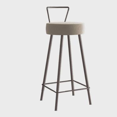 Imagem de Banqueta Alta Com Encosto Tais Eiffel Cozinha Bar Bistrô Ferro Marrom Corino Bege- Ahz Móveis