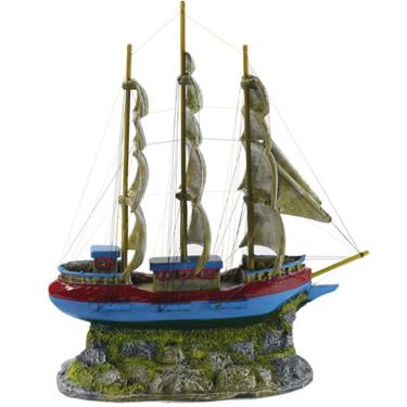 Imagem de Enfeite Para Aquario Barco Rede - Aquaria - B34