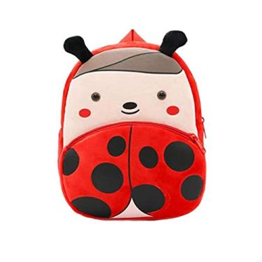 Imagem de Mochila infantil fofa de pelúcia com desenho animado joaninha mini mochila escolar para crianças de 2 a 4 anos de idade bolsa escolar vermelha bolsas pré-escolares para bebês mochila escolar animal