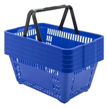 Imagem de Kit 5 Cestas De Compras Plástica 16L Azul