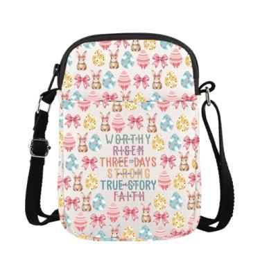 Imagem de Bolsa transversal de coelhinho da Páscoa, presente religioso, versículo bíblico, presente digno de três dias, forte história verdadeira bolsa Faith Bag, 2549 Bunny Faith Hc, Bolsa tiracolo