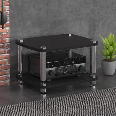 Imagem de Gabinete De áudio Hifi De 1/2/3/4 Camadas Dispositivos De Streaming Rack De áudio Do Gabinete Com Pés De Absorção De Choque - Componentes De áudio E Vídeo, Black, 60 * 48 * 76cm(4Tier)