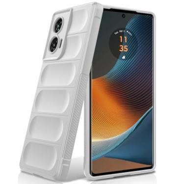 Imagem de BonYonka Capa de silicone para Motorola Moto Edge 50 Fusion, forro de microfibra antiarranhões, capa à prova de choque com proteção para câmera, branca