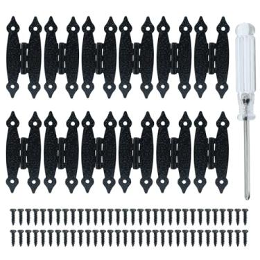 Imagem de Seimneire Dobradiças de armário H, dobradiças antigas em forma de H, ferramenta decorativa para guarda-roupa, caixa de joias de madeira - 12 peças pretas