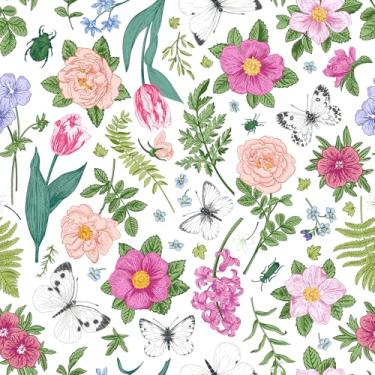 Imagem de VaryPaper Papel de parede de borboleta floral primavera descasque e cole tulipa rosa silvestre papel de parede 43 cm x 192 cm papel de contato floral decorativo para armários mural de parede de vinil