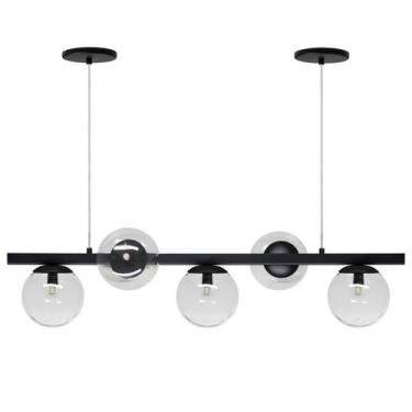 Imagem de Pendente Luminalux Madrid 5 Globos 150mm Moon Trilho Moderno, Preto Gl