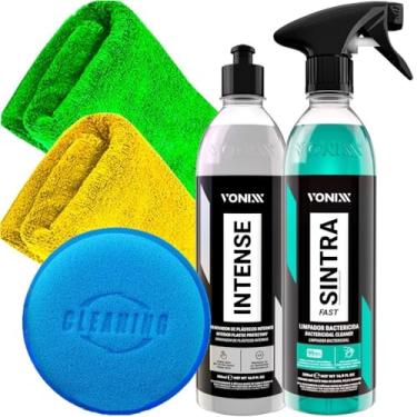 Imagem de Kit Limpador e Revitalizador de Plásticos - Sintra Fast e Intense Vonixx Toalha Microfibra Aplicador