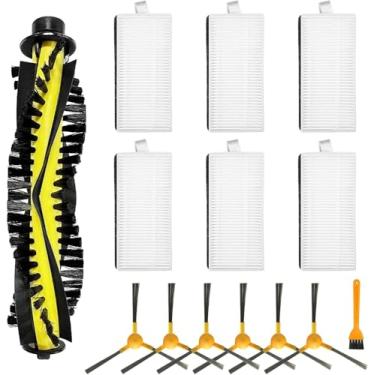 Imagem de Peças de reposição para Neatsvor X500 / Tesvor X500 Pro M1 M2 robô aspirador de pó, 1 escova principal, 6 filtros HEPA, 6 escovas laterais, 1 ferramenta de limpeza, acessórios de reparo de kit de