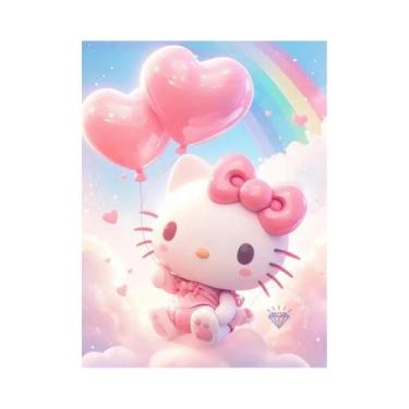 Imagem de Olá Kitty Arco-Íris Balões Nuvens Conjunto De Pintura Diamante MINISO 