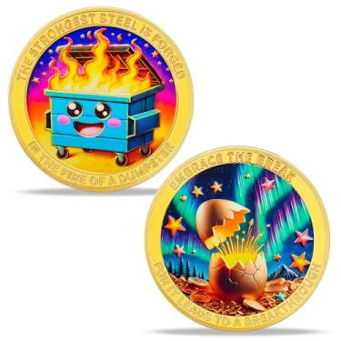 Imagem de BHealthLife Moeda do Desafio de Fogo do Lixo - Moeda motivacional de casca de ovo de glória - Acessórios de escritório de bombeiros para lixeiras presentes inspiradores para mulheres homens colegas de