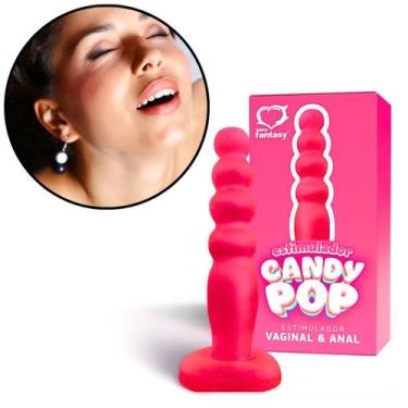 Imagem de Estimulador Anal e Vaginal Candy Pop Maciço Rosa 14x2,8cm - Sexy Fanta