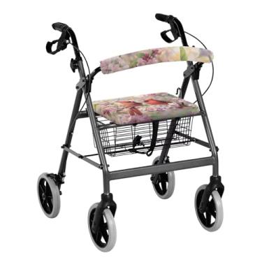 Imagem de Luarisgur Acessórios Cardinal Rollator Capa de assento de andador para mulheres capa de assento e encosto de andador de flor de cerejeira para mulheres andadores laváveis para idosos com capas de