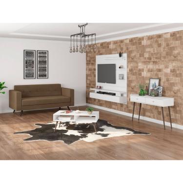 Imagem de Sofá Vitrola 3 Lugares Suede Montreal Tabaco