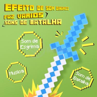 Imagem de Brinquedo Espada Pixel Minecraft 58cm Diamante à Pilha Azul