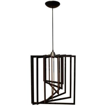 Imagem de Luminária Pendente Teto Sala Cozinha Moderno Retângulo Preto - Caroá