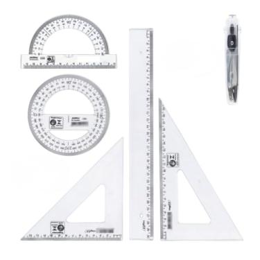 Imagem de Conjunto Escolar - Inclui RéGua Transparente de Geometria MatemáTica, Transferidor, Compasso(Preto 6 pçs)