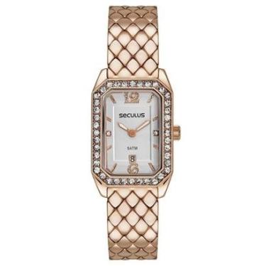 Imagem de Relógio Feminino Seculus Quadrado Cristais Rosé 23711LPSVRB2-Feminino