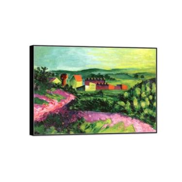 Imagem de MUHJDYC Hermann Max Pechstein Pintura Famosa - Paisagem - Tela Arte de Parede para Sala de Estar - Reprodução 50x70cm-19x27in Moldura Preta