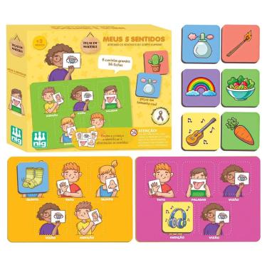 Imagem de Jogo Meus 5 Sentidos Brinquedo Pedagógico Inclusivo Em Madeira Com 42 Peças - Nig Brinquedos