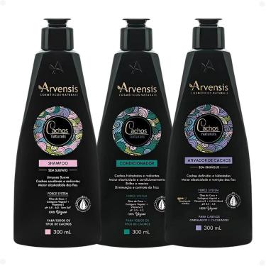 Imagem de Kit Arvensis Cachos Naturais Cabelos Ondulados e Cacheados: Shampoo, Condicionador e Ativador de Cachos 300ml
