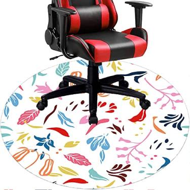 Imagem de Tapete de cadeira de escritório com flores, textura de flor, tapete de cadeira de mesa para piso de madeira de escritório em casa, protetor de piso de pilha baixa, redondo 119 cm