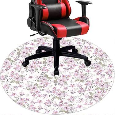 Imagem de Tapete de cadeira de escritório com flores, textura de flor, tapete de cadeira de mesa para piso de madeira de escritório doméstico, protetor de piso de pilha baixa multiuso, redondo, 99 cm