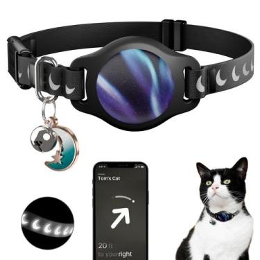Imagem de Estojo tipo coleira Cat com suporte Airtag para Apple Air Tag Black - 