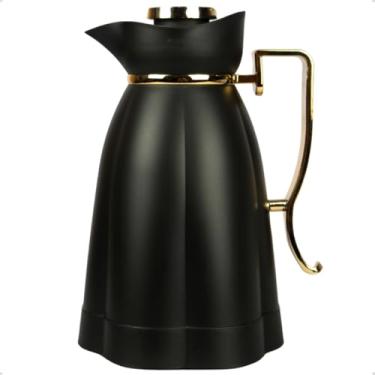 Imagem de Garrafa Térmica de Café Chá 1L Khadija Preta com Dourado Click Abre e Fecha