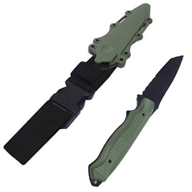 Imagem de ESH7 Faca tática de borracha, entusiastas militares, divertido, cosplay, brinquedo, espada, adereços de treinamento, faca de jogo de guerra, lâmina de punhal, facas falsas de borracha com bainha/bainha, verde 3