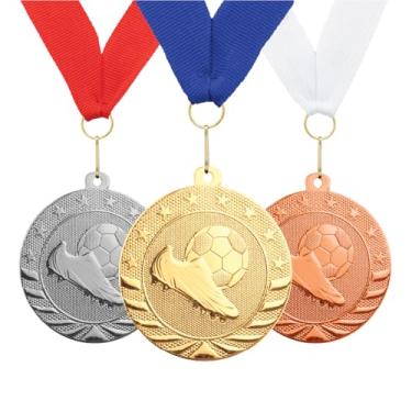 Imagem de Medalhas de futebol Gem Awards - 5 cm 6,3 cm gravadas personalizadas medalhas personalizadas troféu com fita de pescoço (Bronze, 2,75 polegadas)