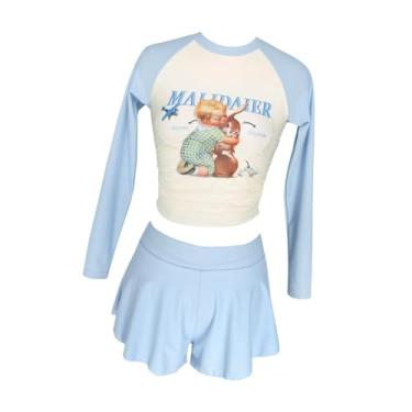 Imagem de Fiocias Maiô feminino, camisa de banho, traje de banho da moda, traje de de manga comprida, roupa de para spa, verão, natação, viagem, feminino, L