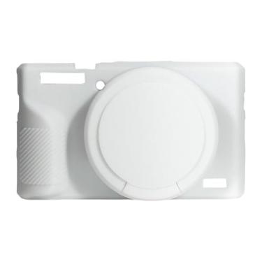 Imagem de BaotyJie Capa protetora para câmera, à prova de poeira, leve e macia com capa protetora para lente para câmeras digitais para G7x III, Branco