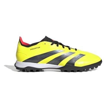 Imagem de adidas Tênis unissex 24 League Low Turf, Team Solar Amarelo/Preto/Vermelho Solar, 7.5 Women/6.5 Men